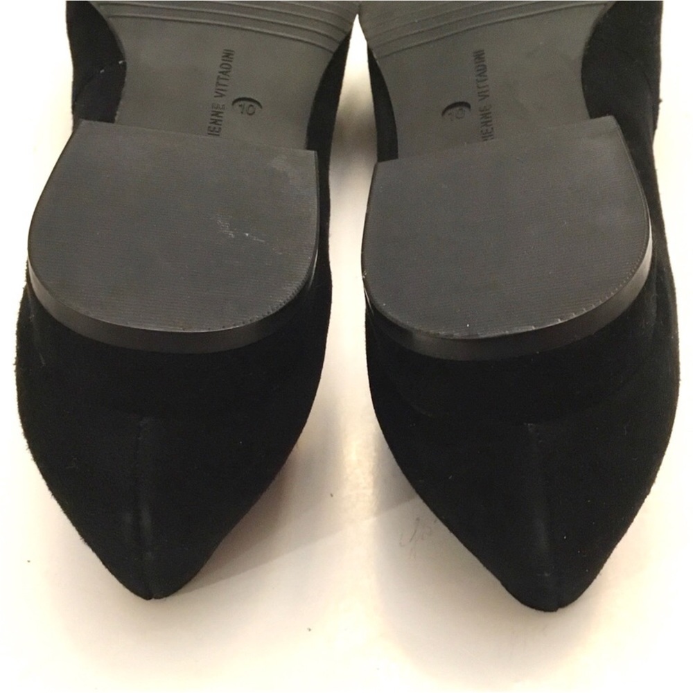 🆕 Adrienne Vittadini Black Flats Size 10 Suede Chain Accent Slip on Shoes NIB - Picture 12 of 16